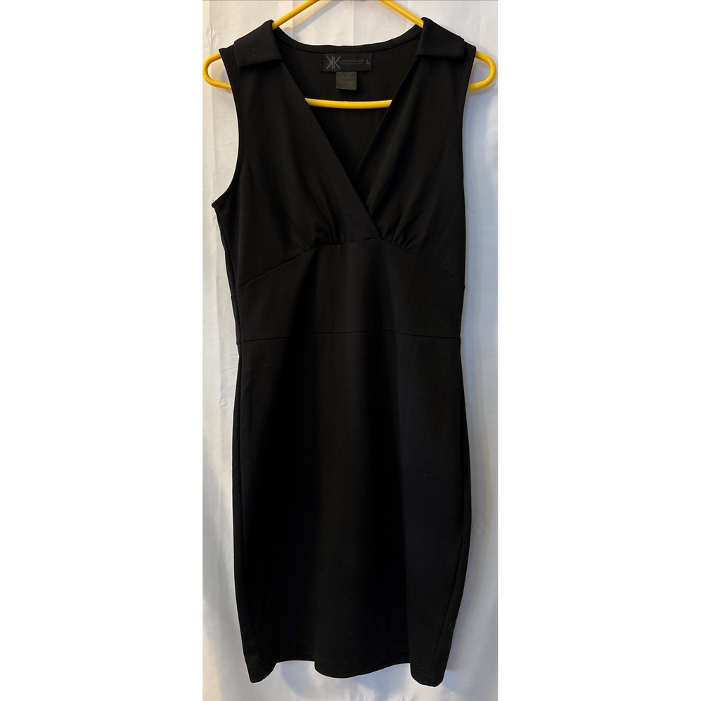 KARDASHIAN KOLLECTION SIZE L Women's Black Bodycon Stretch Dress Deep V Neck
